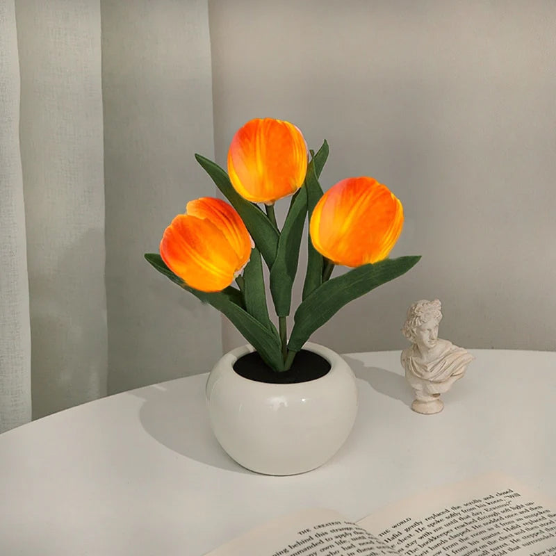 Lampe de table de chevet tulipe LED Lampe de table à fleurs