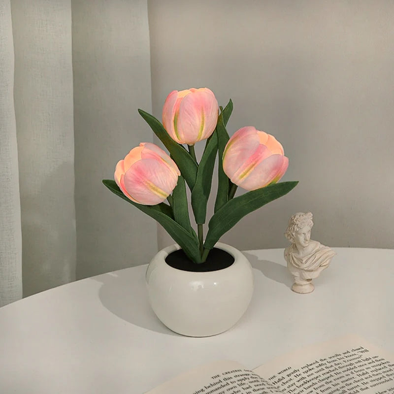 Lampe de table de chevet tulipe LED Lampe de table à fleurs