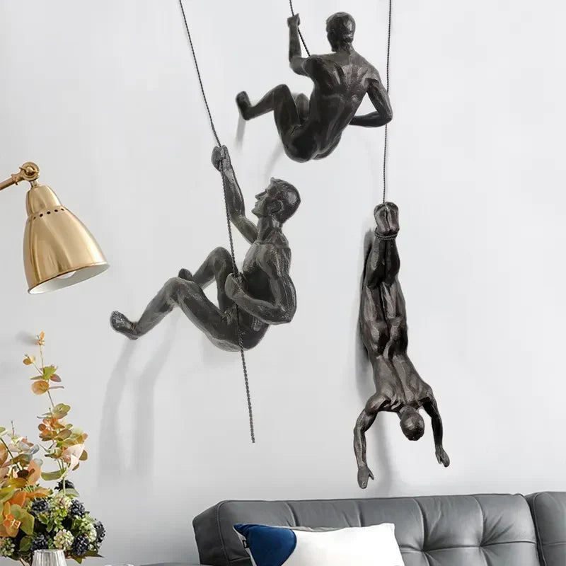 Ensemble de sculptures murales décoratives, figurines d'escalade, pour décoration murale moderne