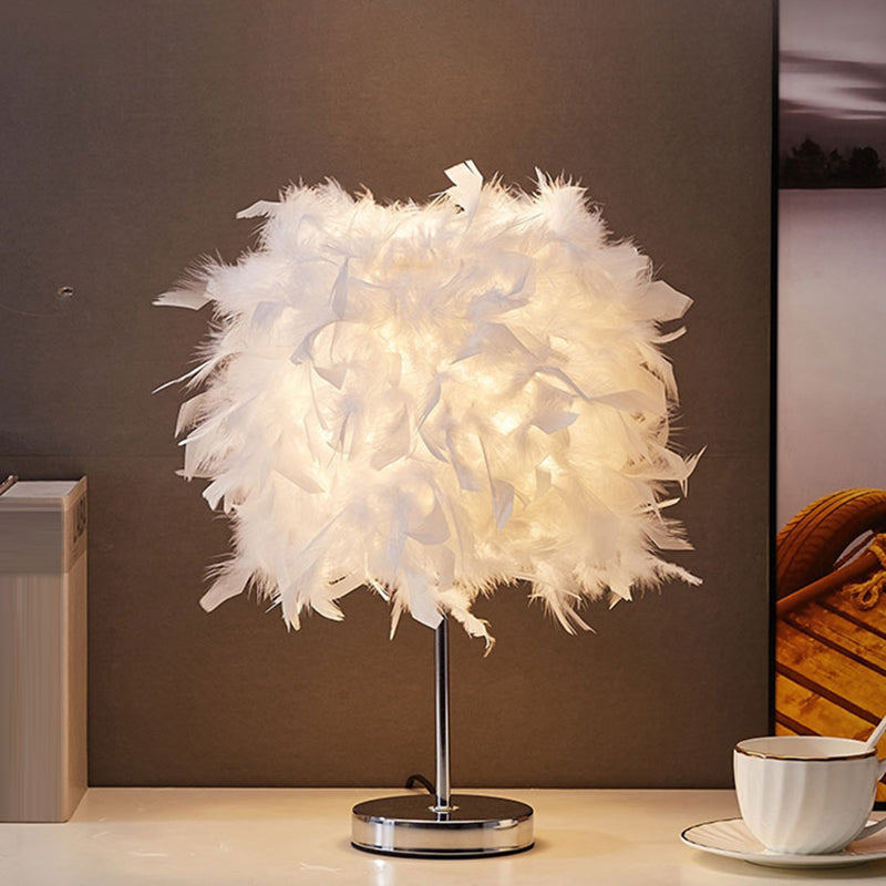 Lampe de chevet cylindrique blanche simplicité lampe de chevet à ressort à ampoule unique