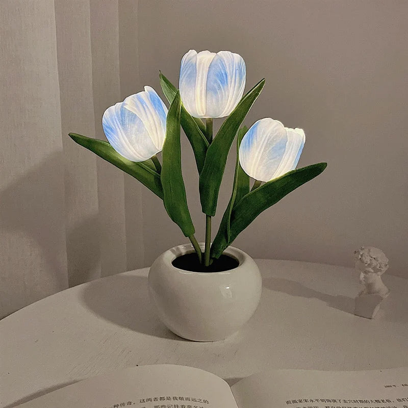 Lampe de table de chevet tulipe LED Lampe de table à fleurs