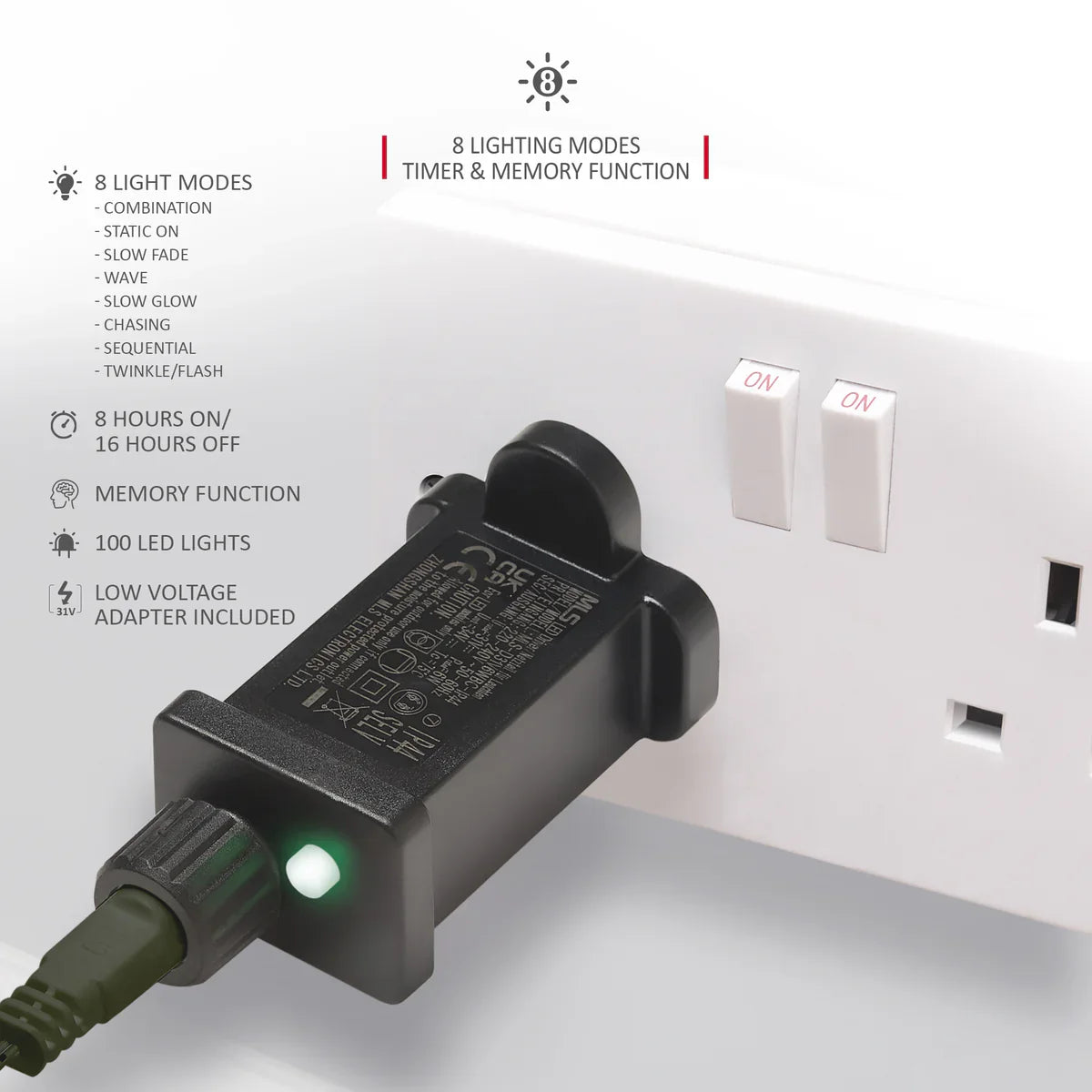 Guirlande LED de Noël Narsago 5m – Pour Usage Intérieur/Extérieur