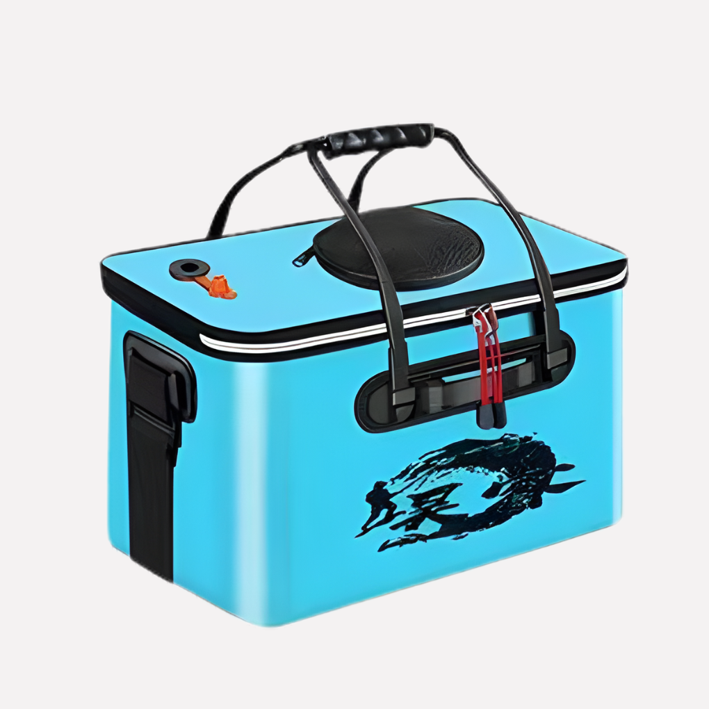 Seau de pêche avec rangement intégré pour poissons vivants