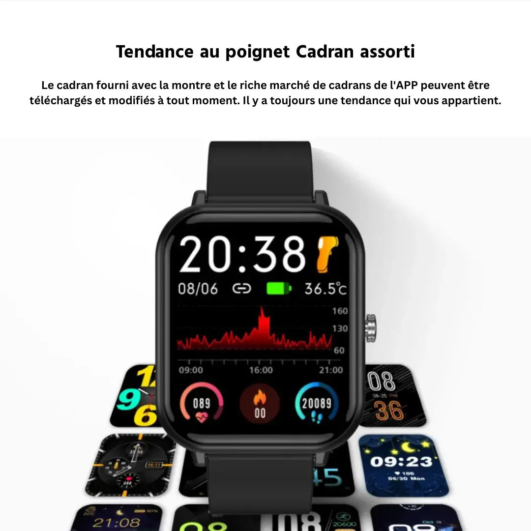 Wellness Pro | Montre Connectée 2025 – Sport, Tension, Oxygène et Plus