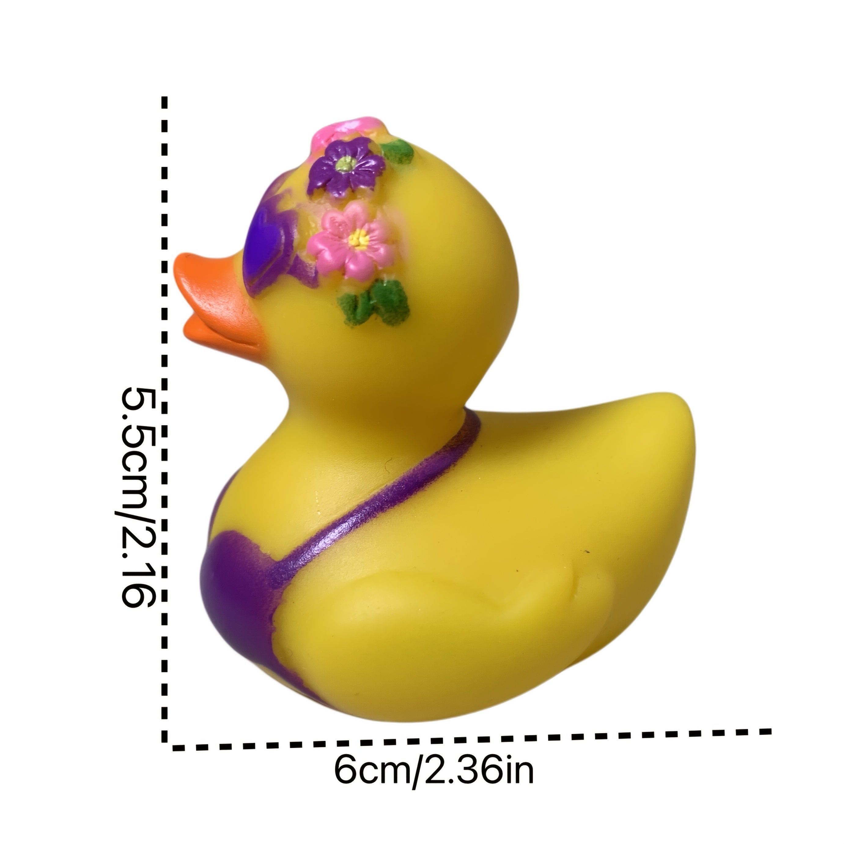 Canard en caoutchouc décoratif avec des fleurs et un bikini pour le bureau, la voiture ou la décoration de fête