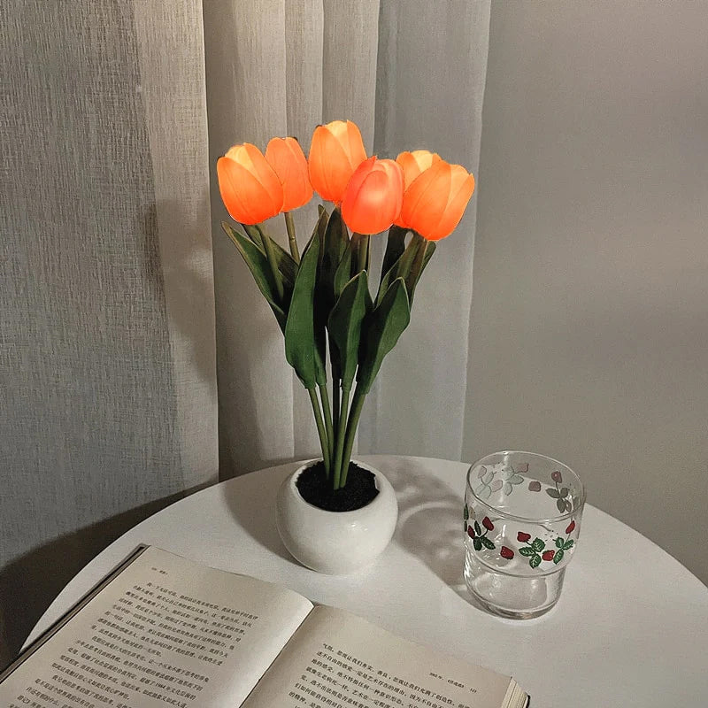 Lampe de table de chevet tulipe LED Lampe de table à fleurs