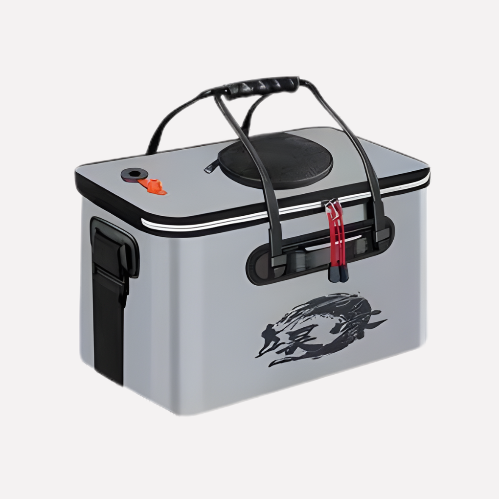 Seau de pêche avec rangement intégré pour poissons vivants