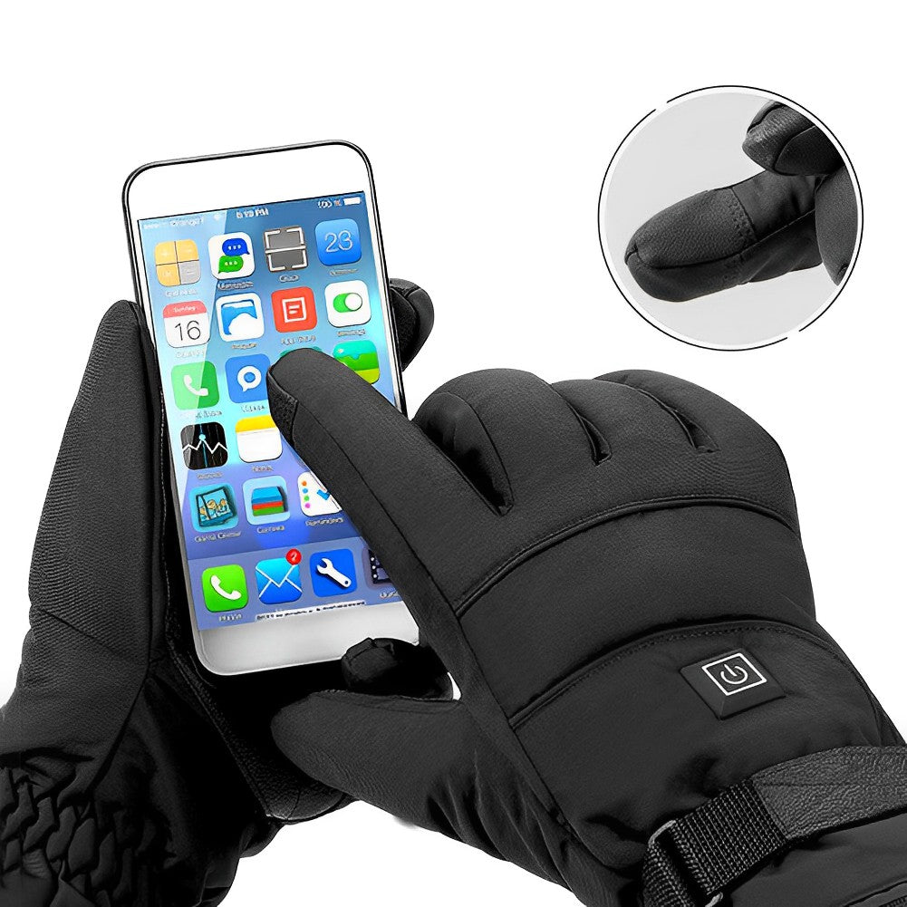 Gants chauffants de ski unisexes imperméables avec batterie USB, 3 niveaux de chaleur et paume antidérapante