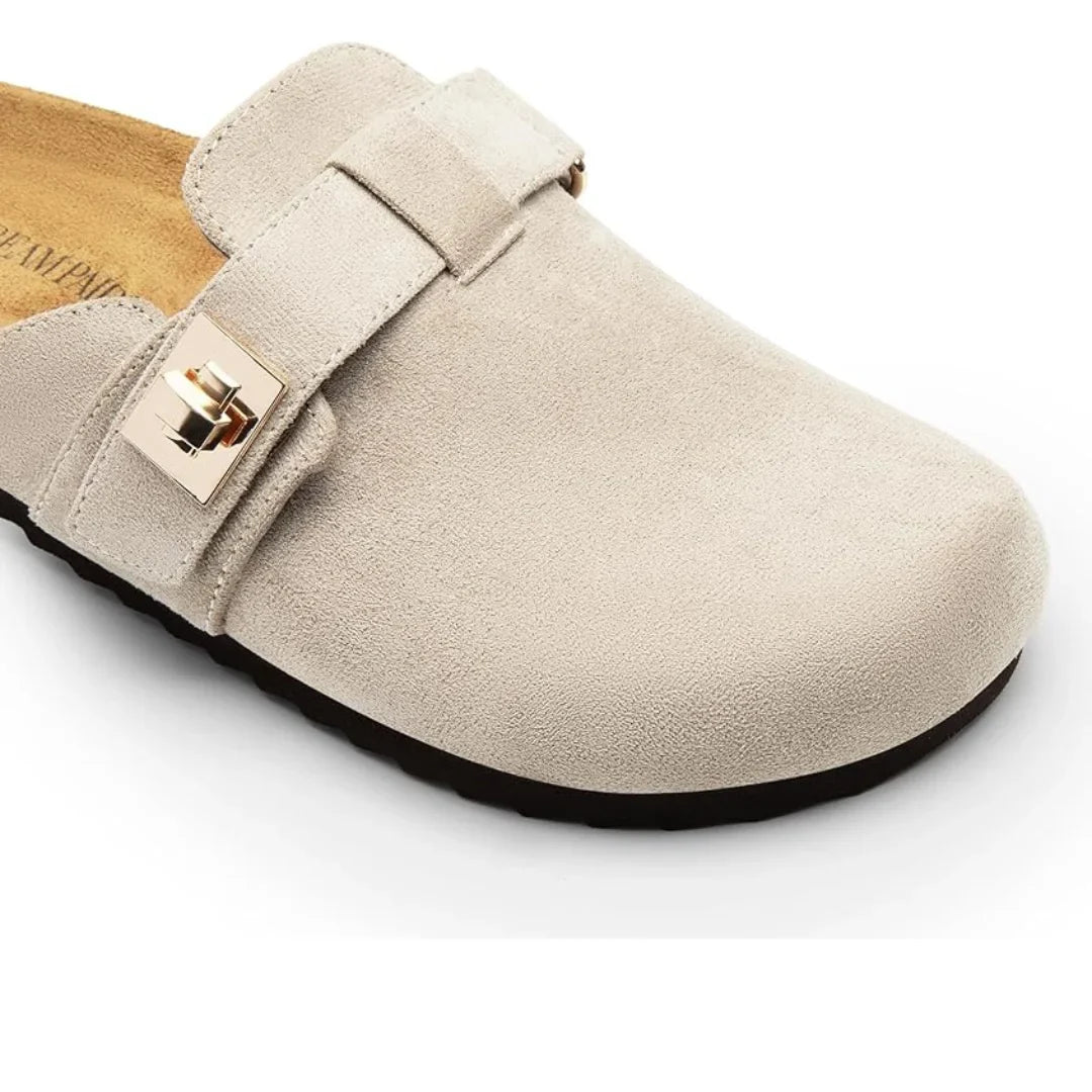 Mules Confort Dream Pairs avec Semelle en Liège et Soutien de la Voûte Plantaire | Gris