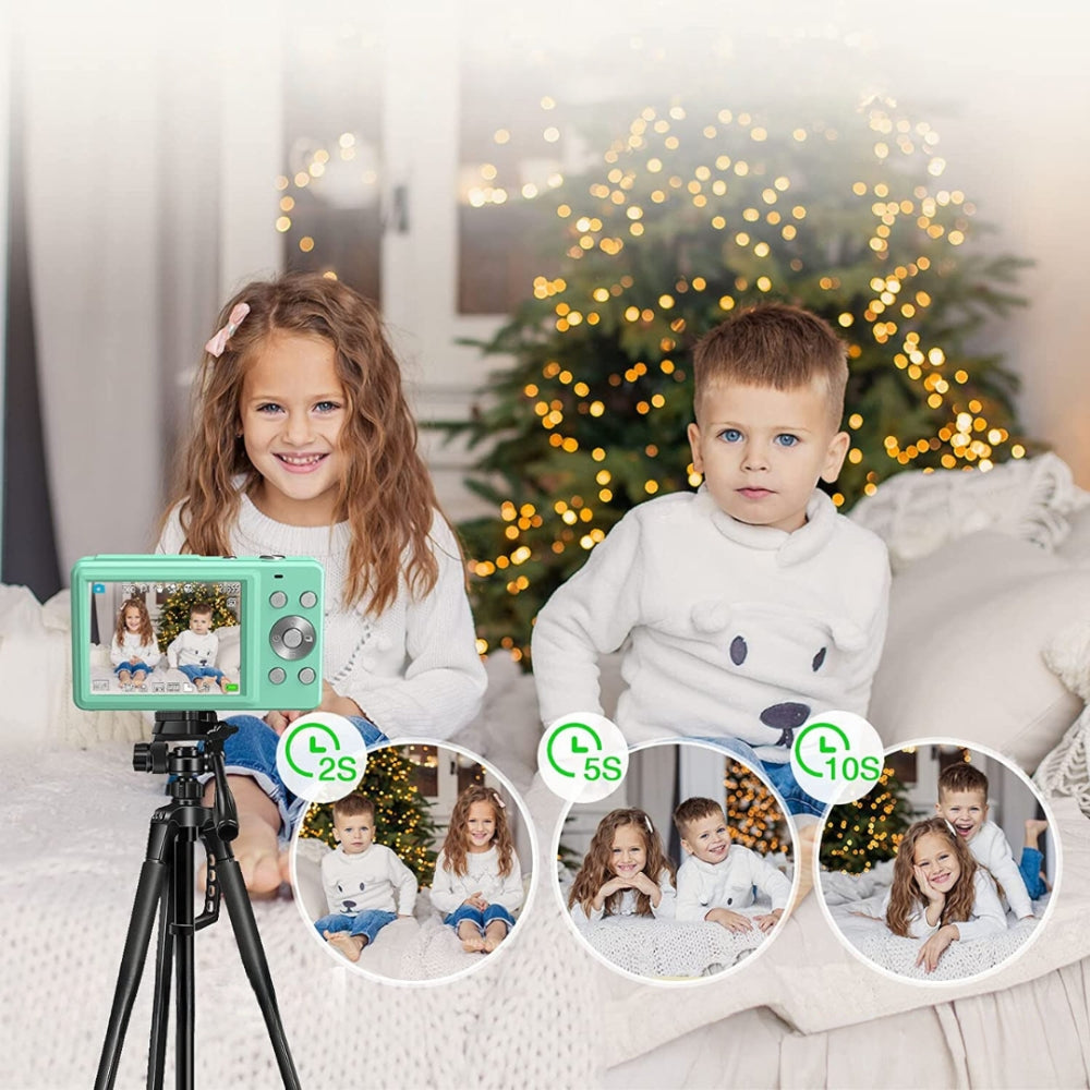 Appareil photo numérique portable 44 MP 1080p avec zoom 16×, écran LCD 2,4 pouces, batterie rechargeable, compact et léger pour réaliser des vlogs