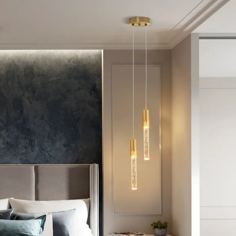 Lampe à suspension cylindrique en verre Lustreau