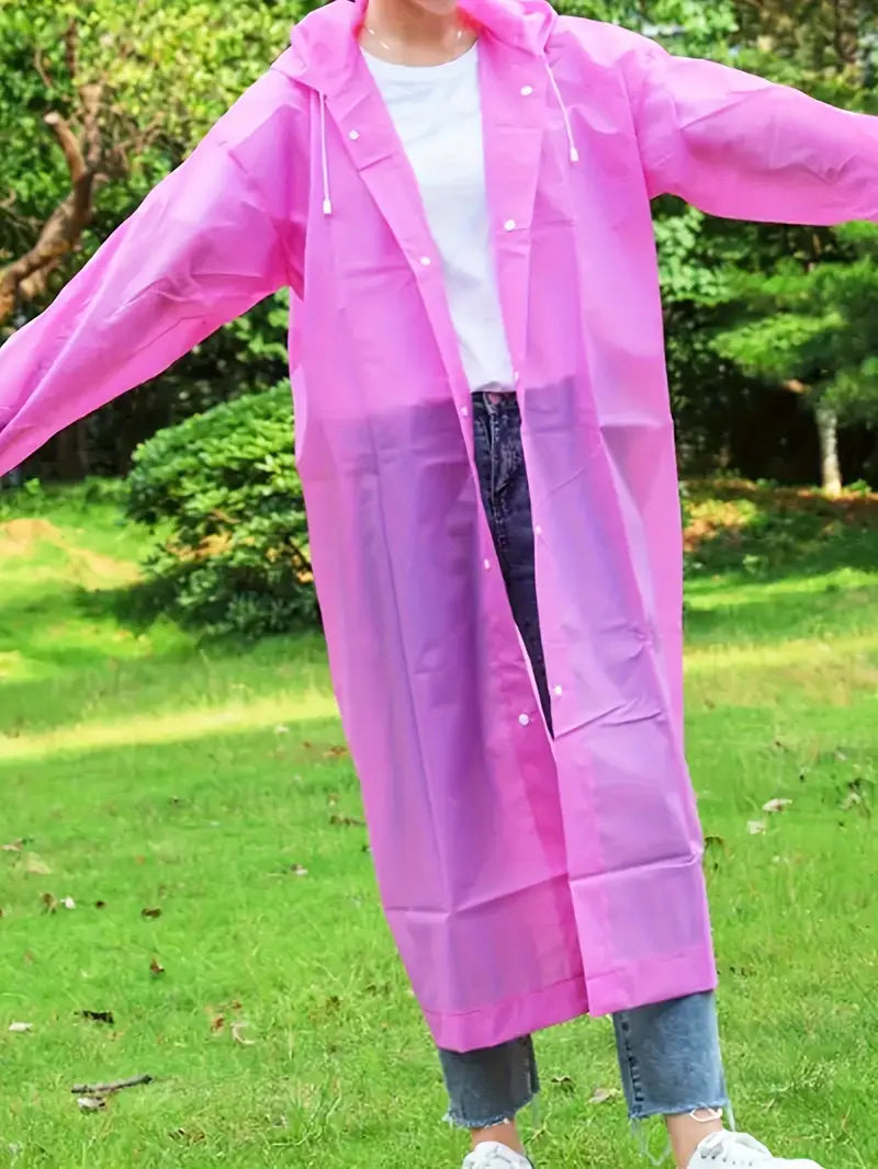 Imperméable Long Unisexe avec Capuche – Veste de Pluie Légère et Réutilisable