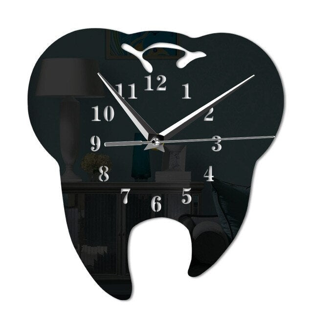 Horloge murale dentaire | Design moderne à dents noires.