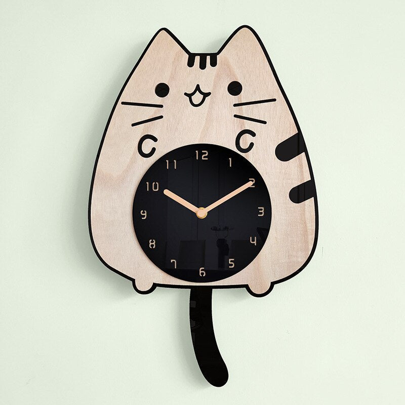 Horloge murale chat | Conception de queue pivotante