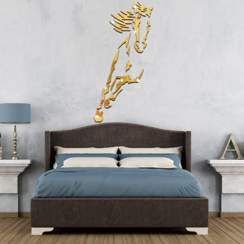 Décoration murale de cheval au galop, autocollant mural de cheval miroir moderne en acrylique 3D