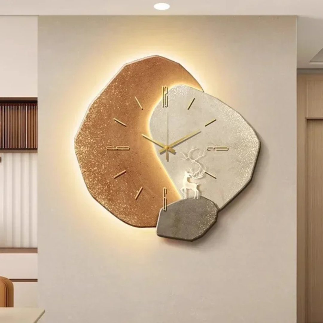 Horloge murale LED en bois naturel – design moderne à éclairage d'ambiance doux