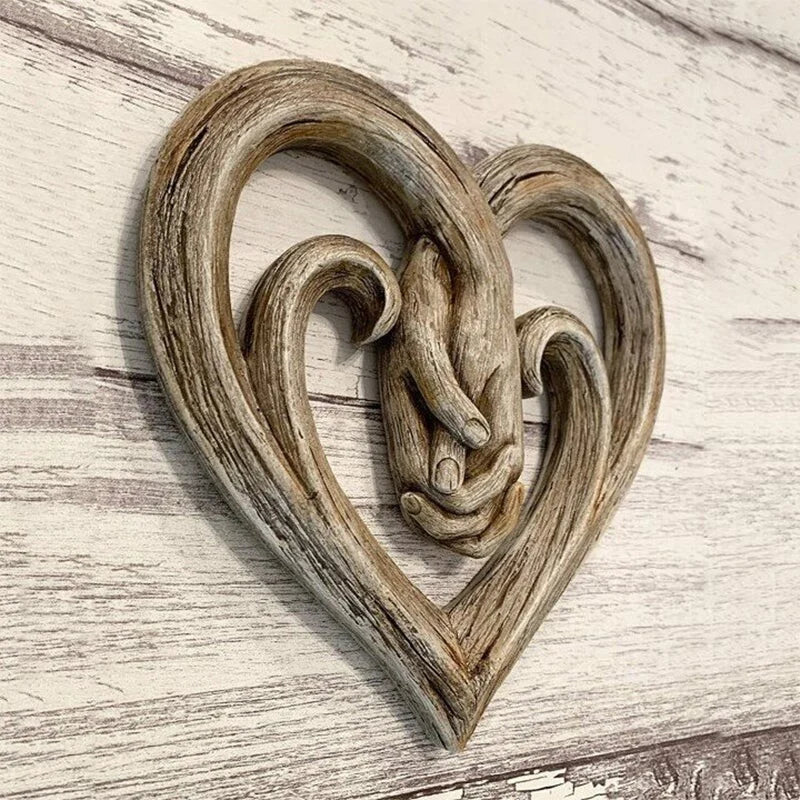 Décoration murale en bois en forme de coeur