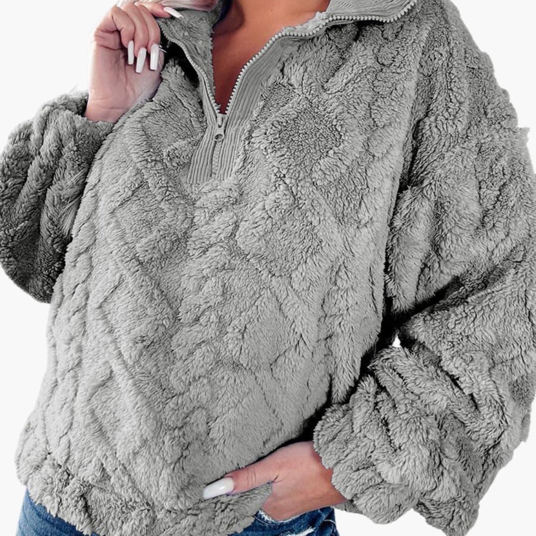 Pull col montant femme en maille texturée