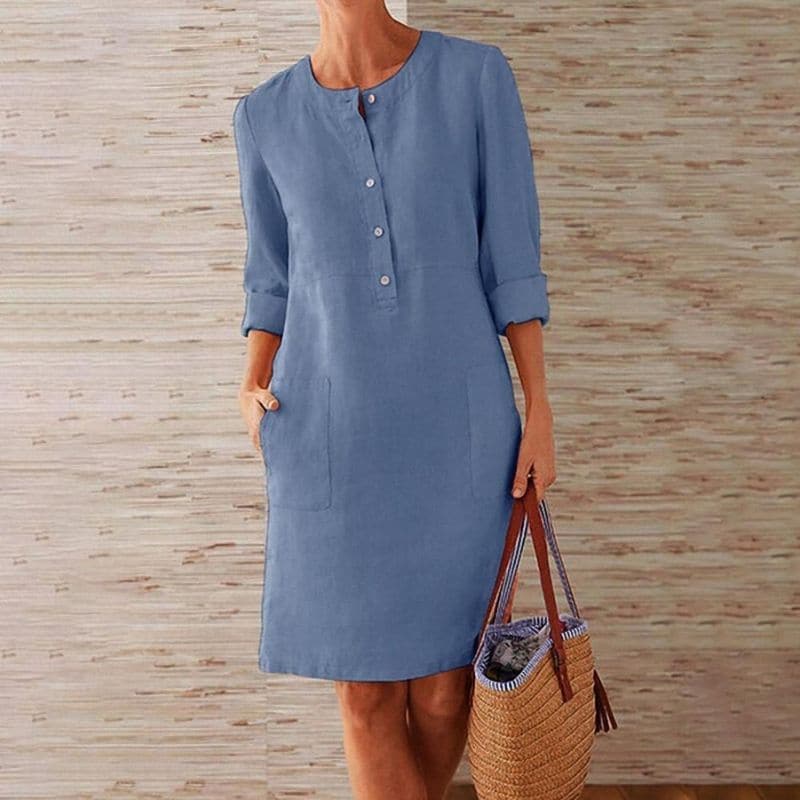 Robe Droite Chic à Boutons pour Femmes Zia - Vue de dos