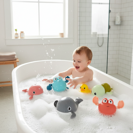 Jouets de bain à remontoir – ensemble d’animaux marins qui nagent