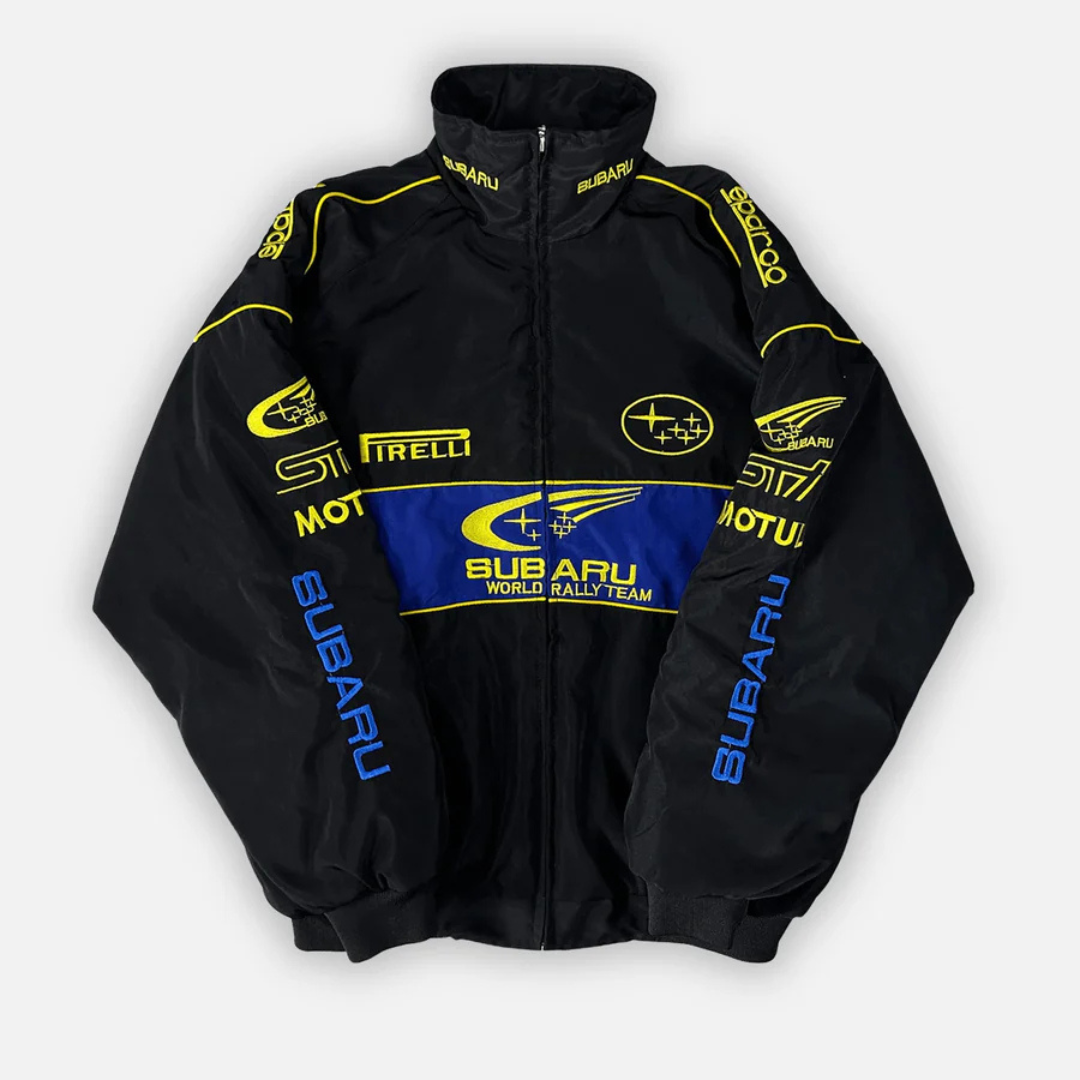 Veste Subaru Rally Vintage Racing – Édition Noire – Unisexe – Rétro