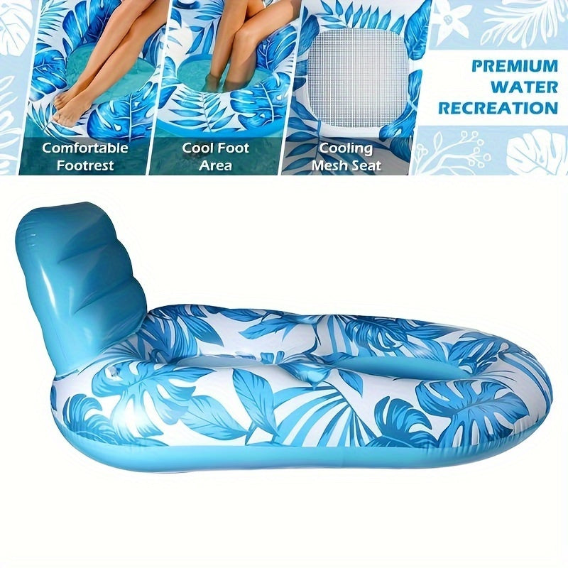 Chaise longue gonflable de piscine avec dossier et porte-gobelets pour flotter en toute détente