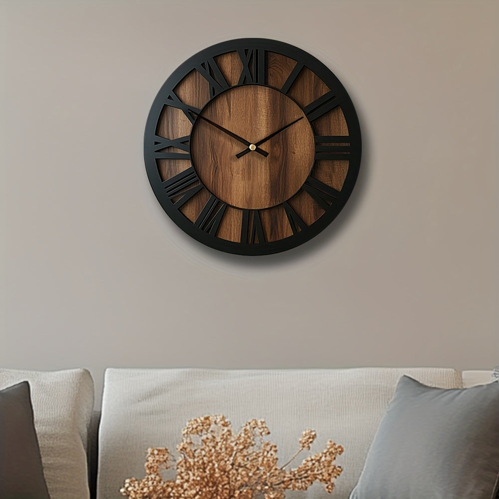 Horloge murale en bois avec cadran ouvert – élégante et décorative
