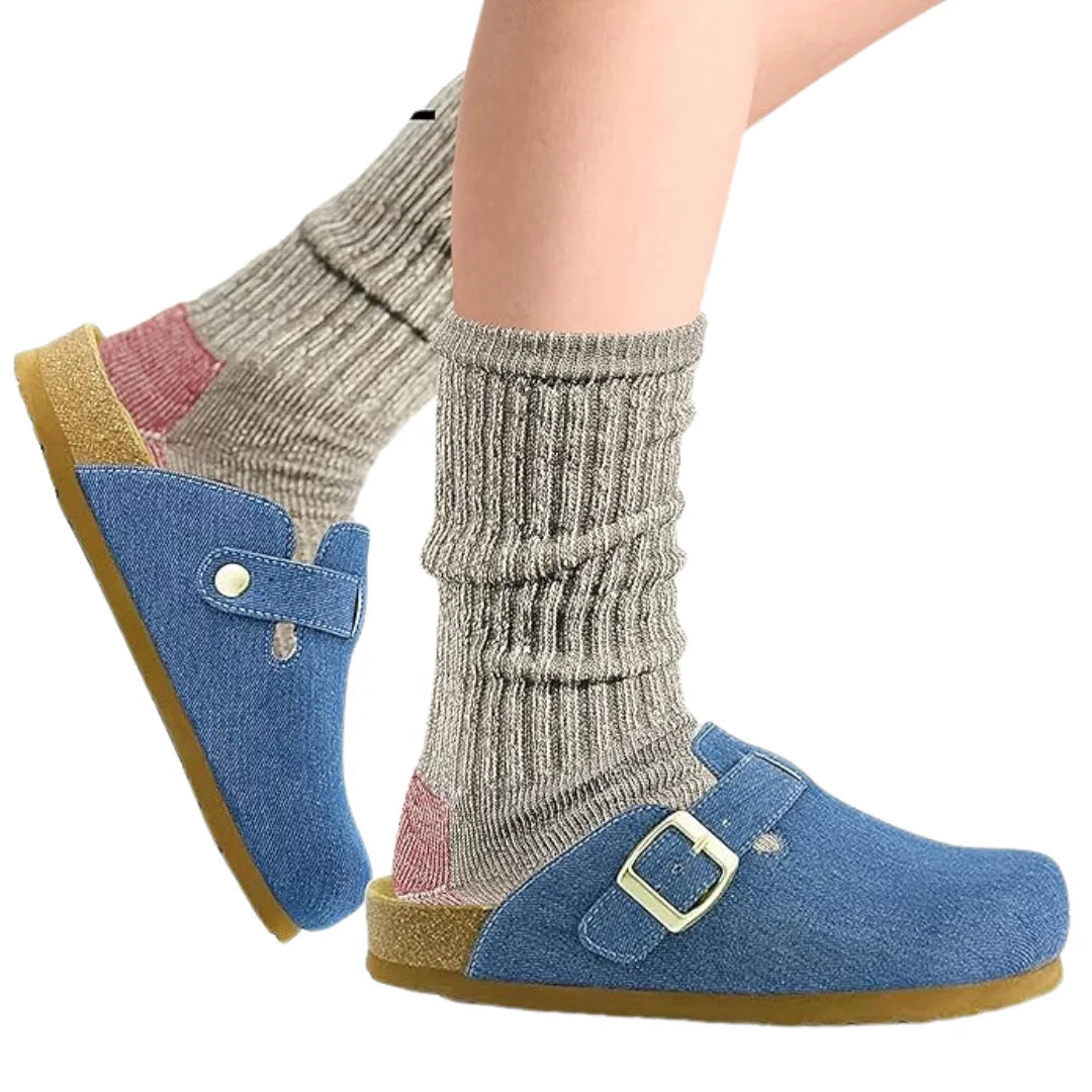 Sabots Confort Narsago avec Semelle en Liège et Mousse à Mémoire | Denim Clair