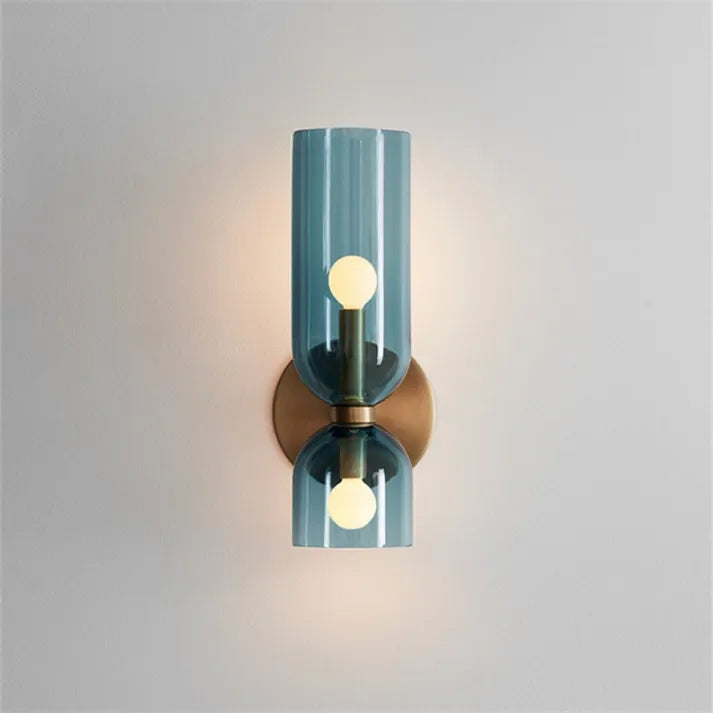Lampe Wandlamp Glas Goud Double Kap 35cm E14 Hal Woonkamer Slaapkamer Modern Stijlvol | Sansotis