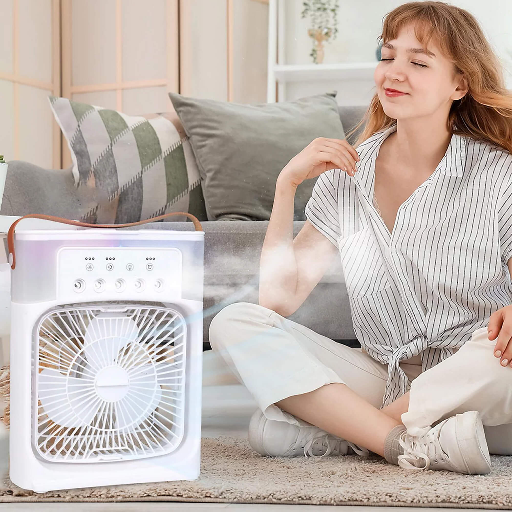 Refroidisseur d'air et humidificateur 3-en-1 avec LED multicolore