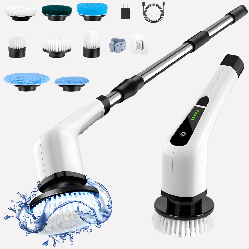 Brosse de nettoyage sans fil à têtes réglables