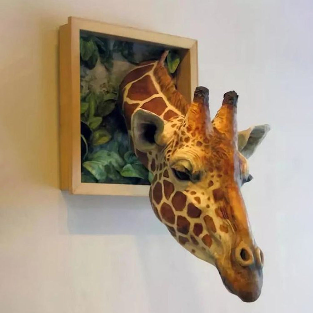 Cadre Photo 3D girafe, pendentif mural créatif, Simulation d'animaux, artisanat, décoration de salon