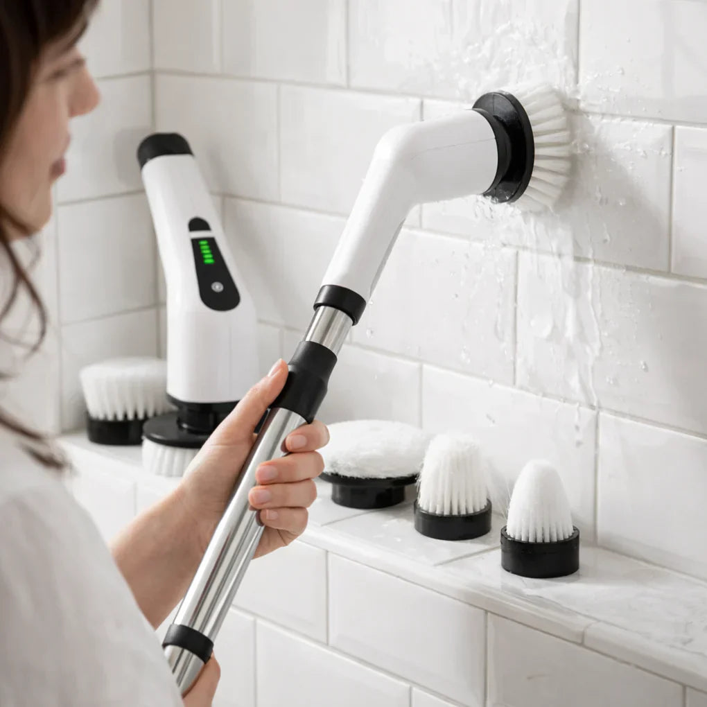 Brosse de nettoyage sans fil à têtes réglables