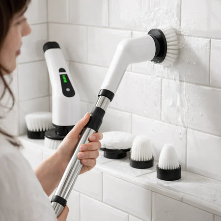 Brosse de nettoyage sans fil à têtes réglables
