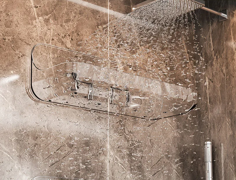 Étagère murale en acrylique sans perçage, transparente, 1 niveau, dimensions 12×9×8 cm ou 24×9×8 cm, pour salle de bain et cuisine