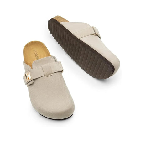 Mules Confort Dream Pairs avec Semelle en Liège et Soutien de la Voûte Plantaire | Gris
