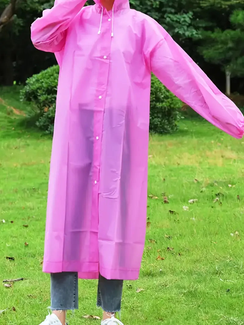 Imperméable Long Unisexe avec Capuche – Veste de Pluie Légère et Réutilisable