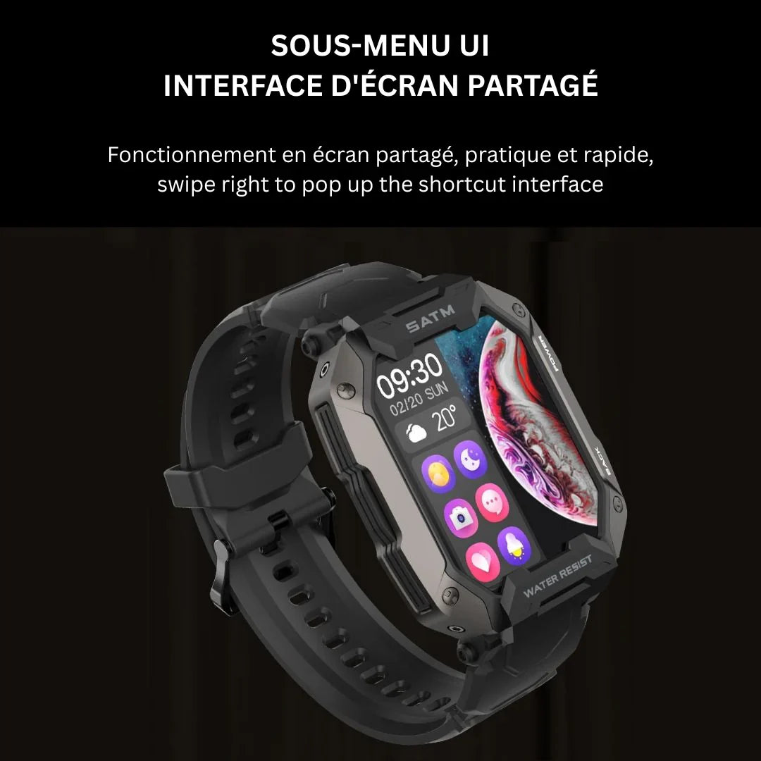 Montre Connectée Tactique Militaire – Ultra Résistante & Autonomie Longue Durée