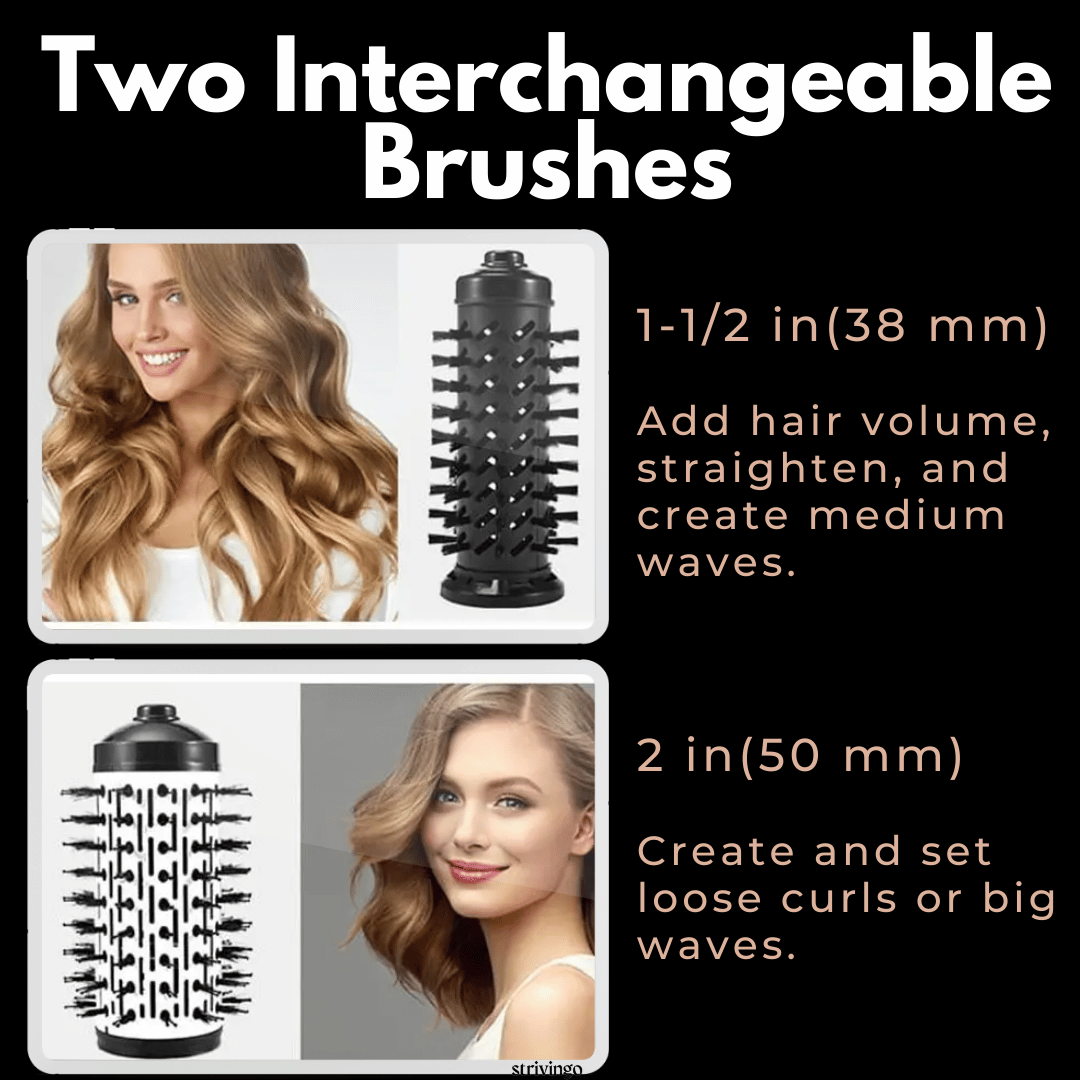 Sèche-cheveux et styler rotatif 3 en 1 avec température réglable pour des boucles et des ondulations sans effort