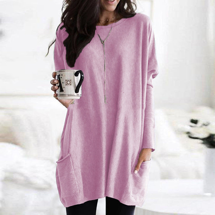 Pull tunique surdimensionné et confortable pour femme - Tricot à manches longues