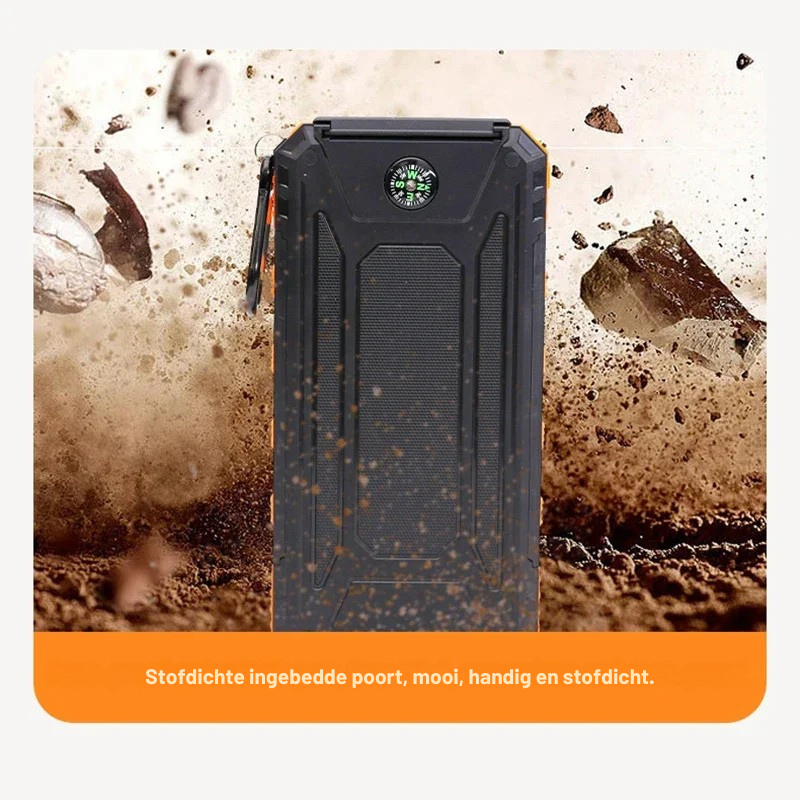 Batterie externe solaire portable avec charge rapide et torche LED double pour l'extérieur