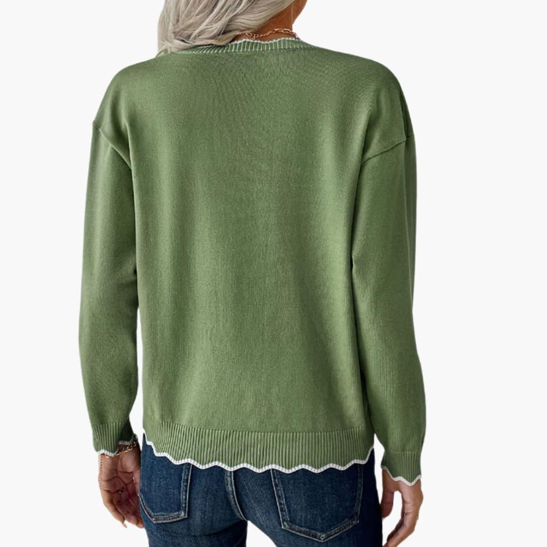 Pull pour femme avec fermeture éclair décorative et détails volants