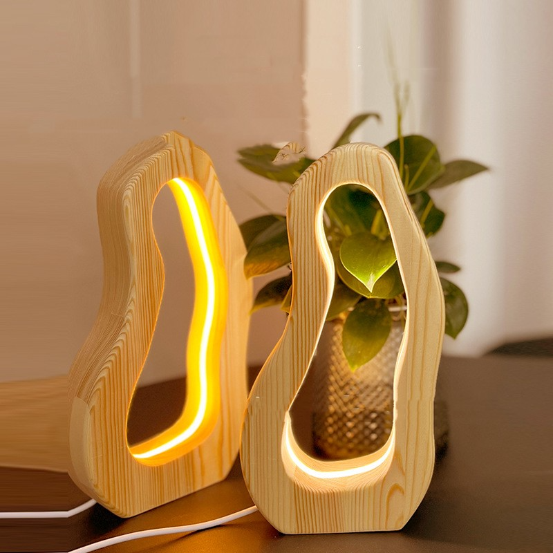 Lampe de table de chevet en bois nordique moderne