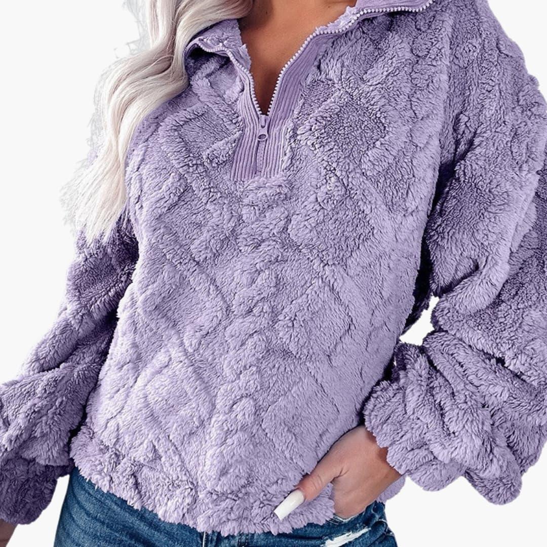 Pull col montant femme en maille texturée