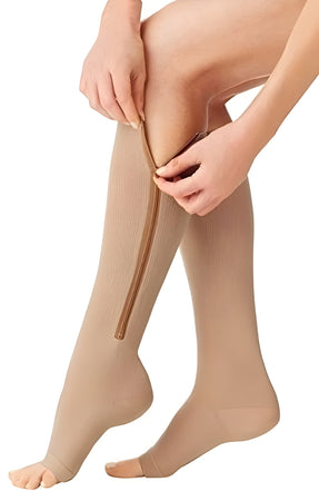 Détail de la fermeture éclair sur la chaussette
