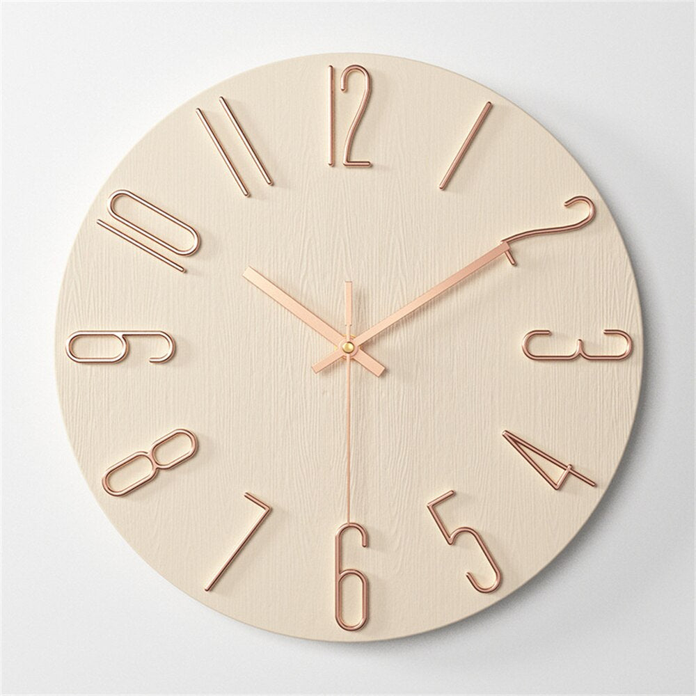 Horloge murale moderne | Numéros dorés à visage bleu