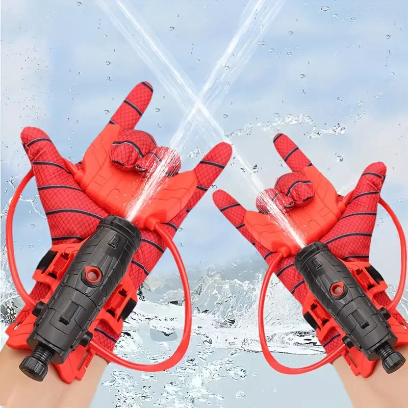 Gants à pulvérisation d'eau pour enfants avec motif en toile d'araignée et action d'eau ludique