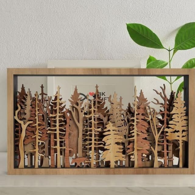 Décoration murale - WoodForrest 3D - Scène forestière enchanteresse - Renard et Ombre d'Arbre