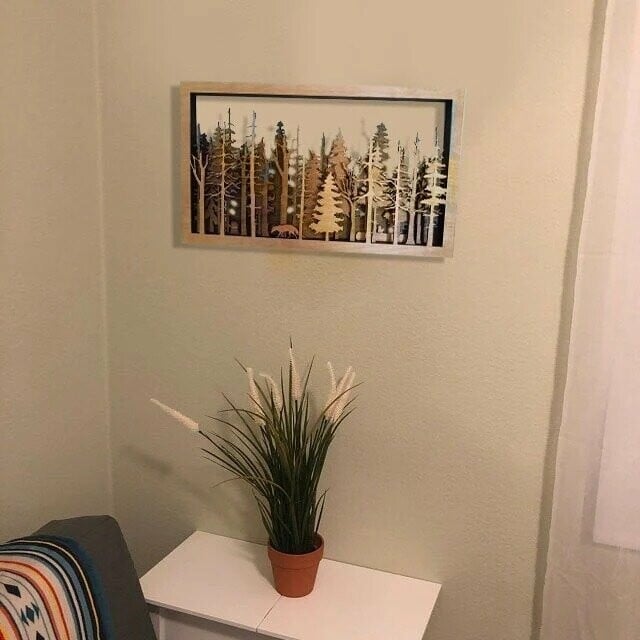 Décoration murale - WoodForrest 3D - Scène forestière enchanteresse - Renard et Ombre d'Arbre