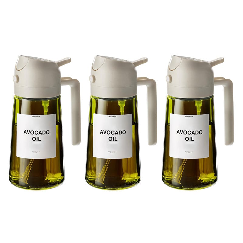 Pulvérisateur et distributeur d'huile 2-en-1 en verre 470 ml — pulvérisateur et verseur de cuisine avec pompe doseuse